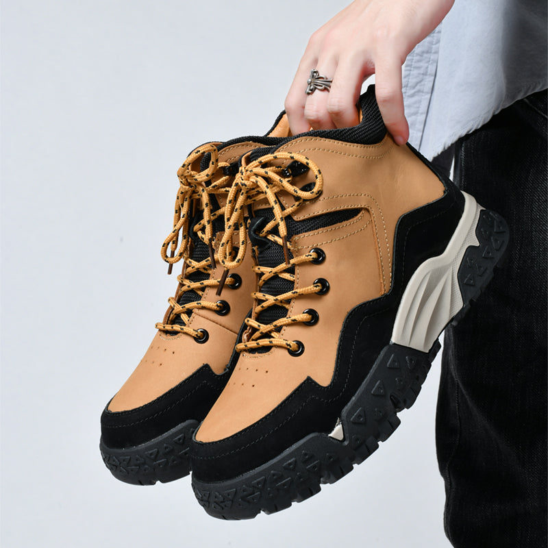 Herren-Arbeitsstiefel aus echtem Leder, Outdoor-Sicherheitsstiefel mit dicker Sohle | 6015 