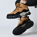 Herren-Arbeitsstiefel aus echtem Leder, Outdoor-Sicherheitsstiefel mit dicker Sohle | 6015 
