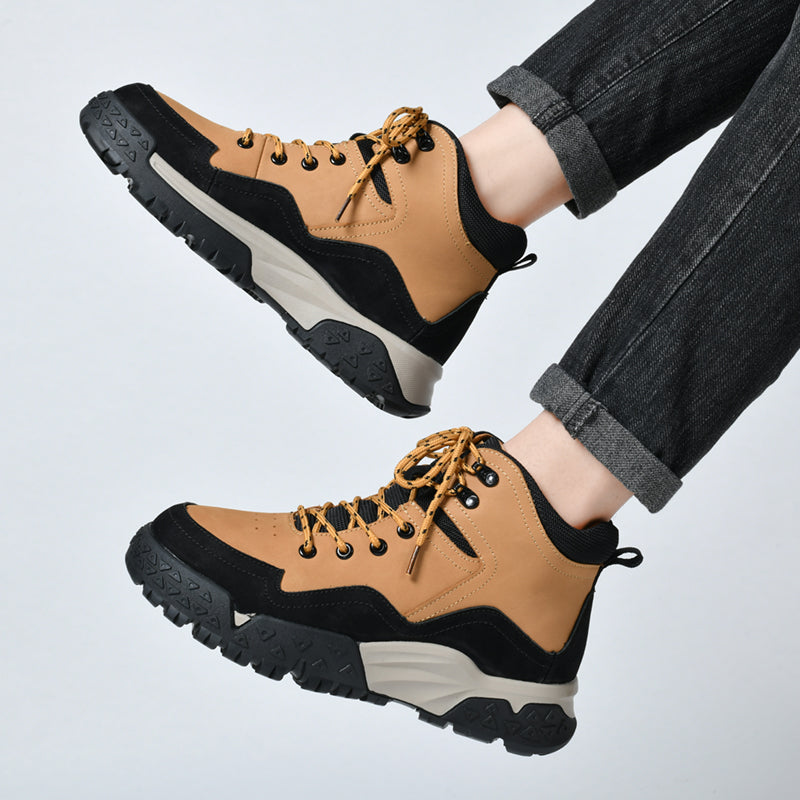 Herren-Arbeitsstiefel aus echtem Leder, Outdoor-Sicherheitsstiefel mit dicker Sohle | 6015 