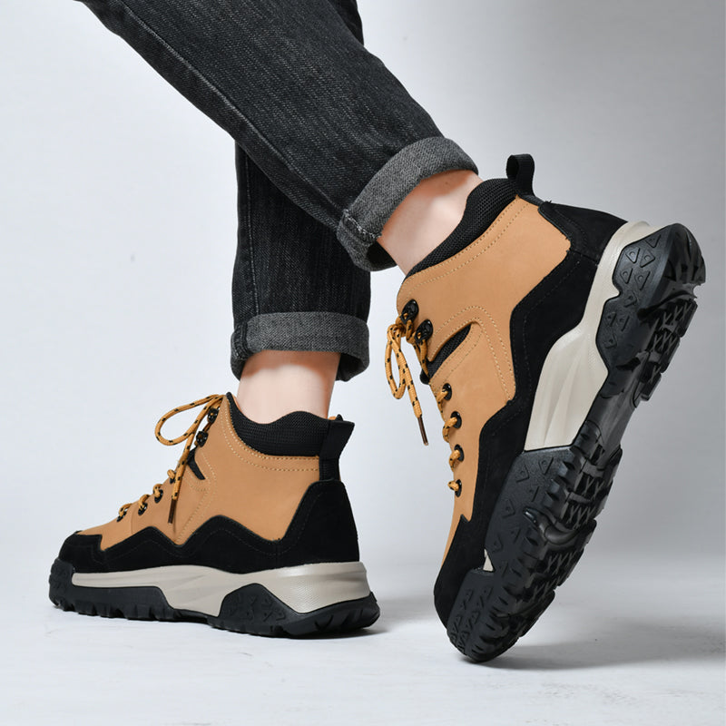 Herren-Arbeitsstiefel aus echtem Leder, Outdoor-Sicherheitsstiefel mit dicker Sohle | 6015 
