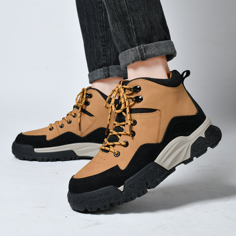 Herren-Arbeitsstiefel aus echtem Leder, Outdoor-Sicherheitsstiefel mit dicker Sohle | 6015 