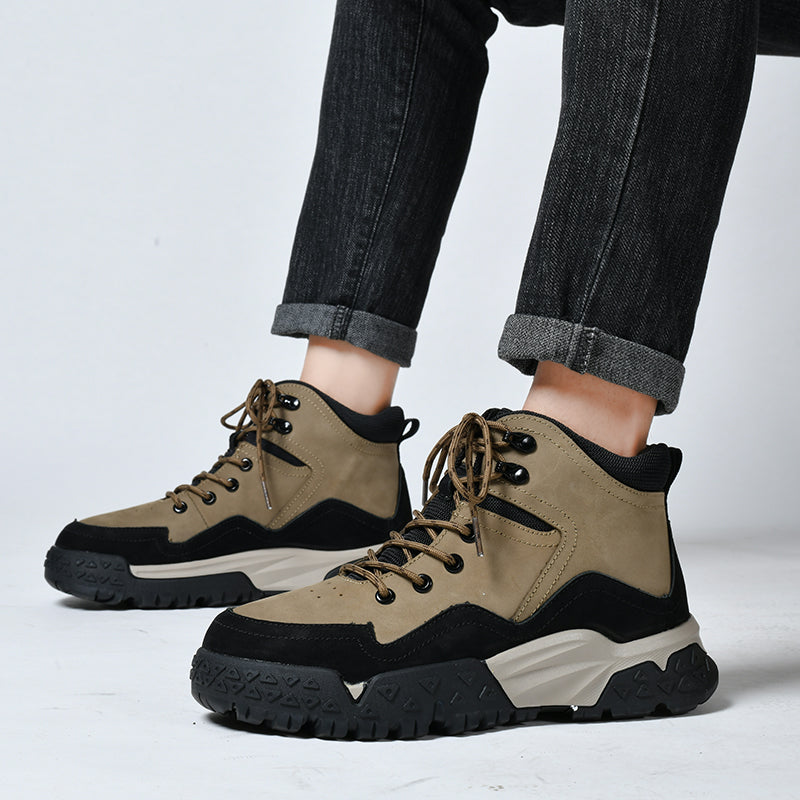 Herren-Arbeitsstiefel aus echtem Leder, Outdoor-Sicherheitsstiefel mit dicker Sohle | 6015 