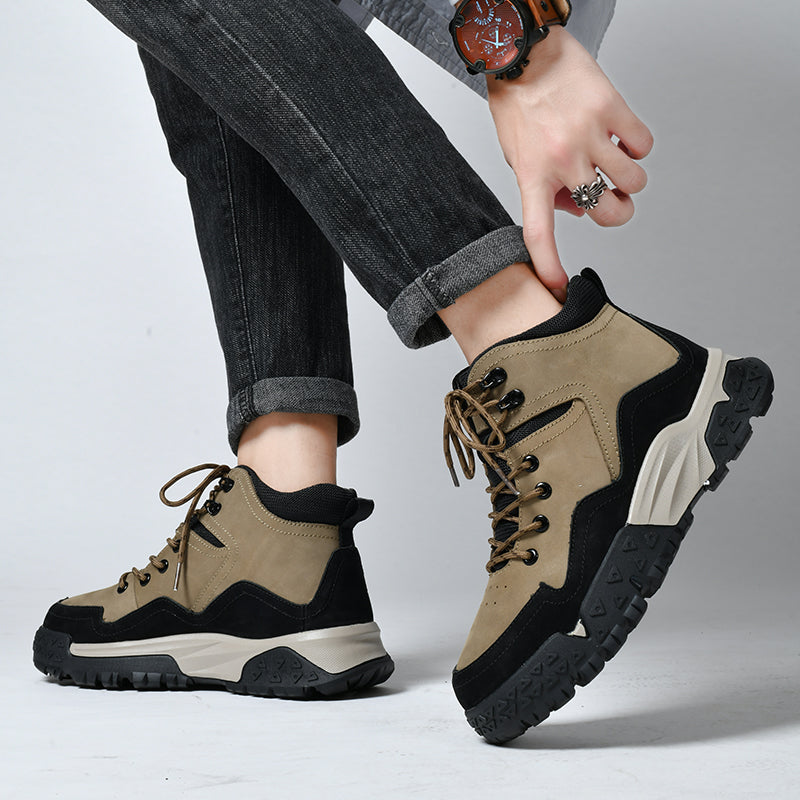 Herren-Arbeitsstiefel aus echtem Leder, Outdoor-Sicherheitsstiefel mit dicker Sohle | 6015 