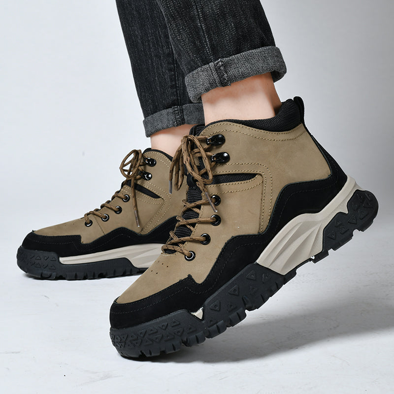Herren-Arbeitsstiefel aus echtem Leder, Outdoor-Sicherheitsstiefel mit dicker Sohle | 6015 