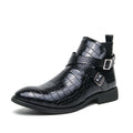 Reißverschluss geprägte High-Top-Lederschuhe Herren Vintage Martin Stiefel | 6805 