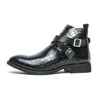 Reißverschluss geprägte High-Top-Lederschuhe Herren Vintage Martin Stiefel | 6805 