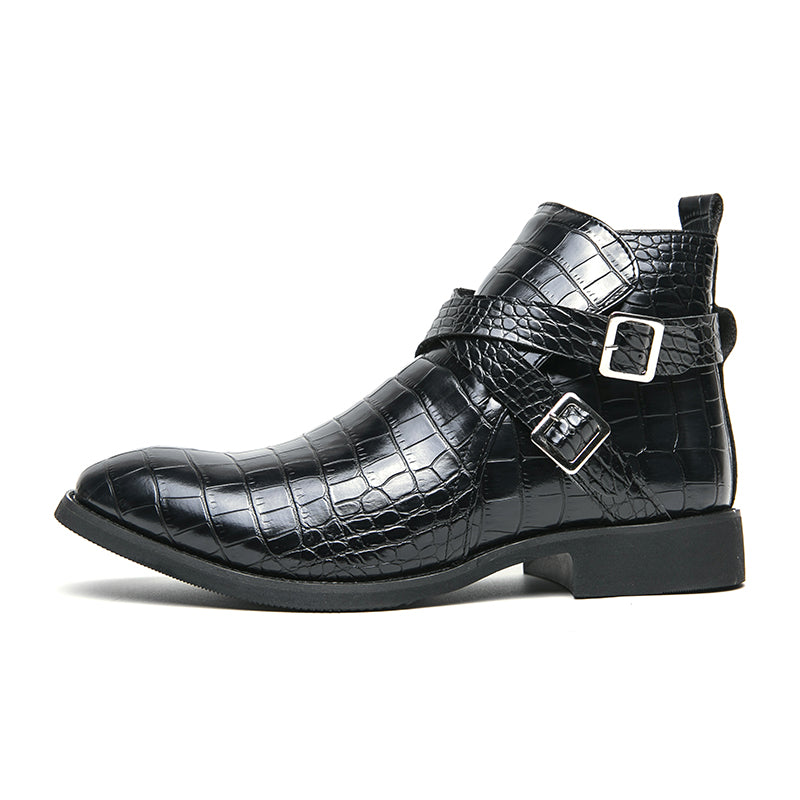Reißverschluss geprägte High-Top-Lederschuhe Herren Vintage Martin Stiefel | 6805 