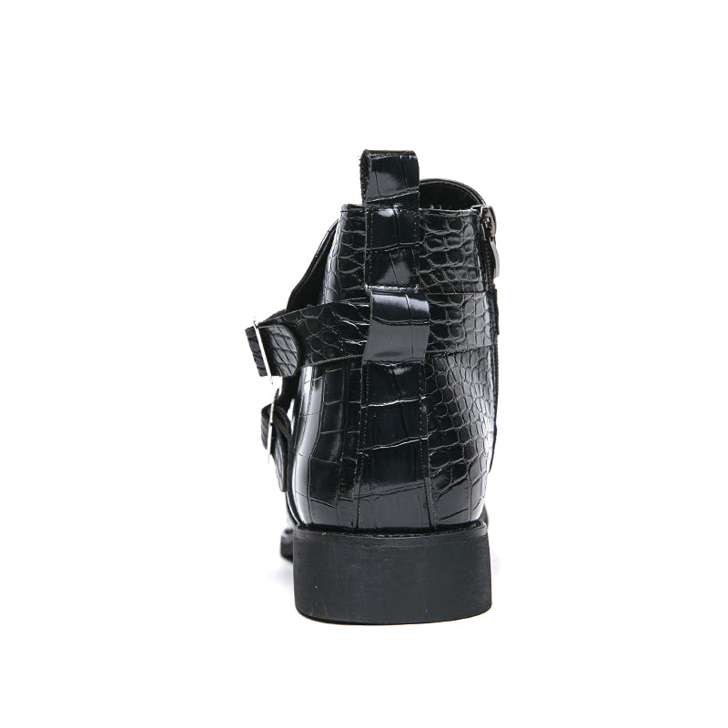 Reißverschluss geprägte High-Top-Lederschuhe Herren Vintage Martin Stiefel | 6805 