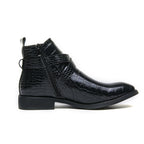 Reißverschluss geprägte High-Top-Lederschuhe Herren Vintage Martin Stiefel | 6805 
