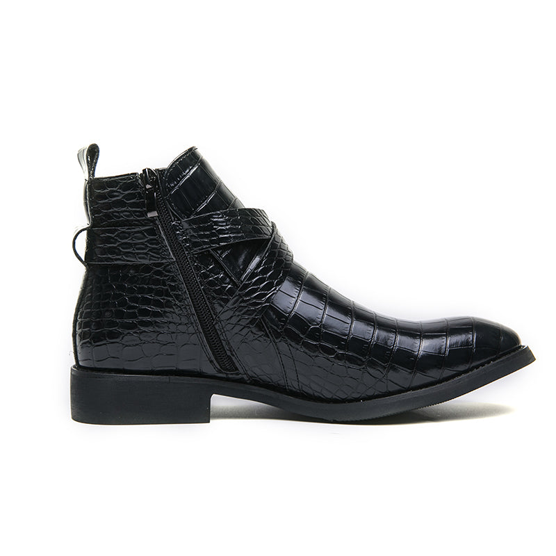 Reißverschluss geprägte High-Top-Lederschuhe Herren Vintage Martin Stiefel | 6805 