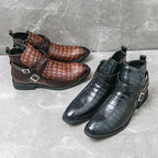 Reißverschluss geprägte High-Top-Lederschuhe Herren Vintage Martin Stiefel | 6805 