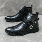 Reißverschluss geprägte High-Top-Lederschuhe Herren Vintage Martin Stiefel | 6805 