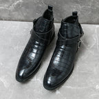 Reißverschluss geprägte High-Top-Lederschuhe Herren Vintage Martin Stiefel | 6805 