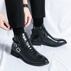 Reißverschluss geprägte High-Top-Lederschuhe Herren Vintage Martin Stiefel | 6805 