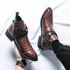 Reißverschluss geprägte High-Top-Lederschuhe Herren Vintage Martin Stiefel | 6805 