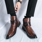 Reißverschluss geprägte High-Top-Lederschuhe Herren Vintage Martin Stiefel | 6805 