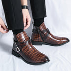 Reißverschluss geprägte High-Top-Lederschuhe Herren Vintage Martin Stiefel | 6805 