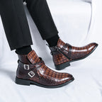Reißverschluss geprägte High-Top-Lederschuhe Herren Vintage Martin Stiefel | 6805 