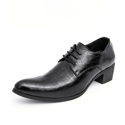 Herrenschuhe mit hohen Absätzen aus Leder – Schnürschuhe für formelle Hochzeiten und Business | 2722 