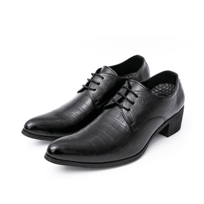 Herrenschuhe mit hohen Absätzen aus Leder – Schnürschuhe für formelle Hochzeiten und Business | 2722 