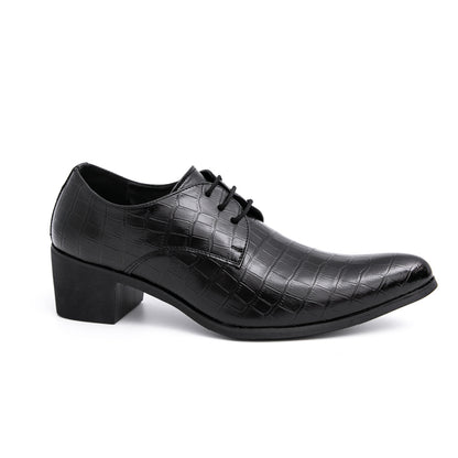 Herrenschuhe mit hohen Absätzen aus Leder – Schnürschuhe für formelle Hochzeiten und Business | 2722 