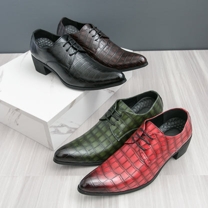 Herrenschuhe mit hohen Absätzen aus Leder – Schnürschuhe für formelle Hochzeiten und Business | 2722 