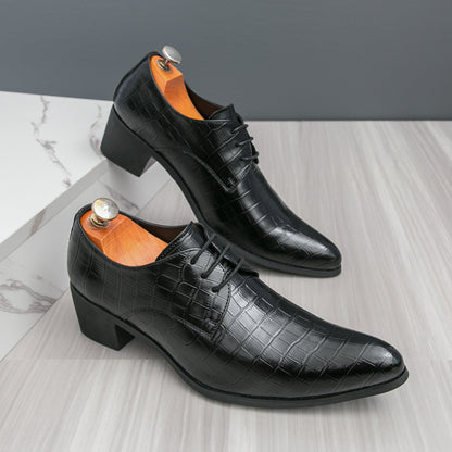 Herrenschuhe mit hohen Absätzen aus Leder – Schnürschuhe für formelle Hochzeiten und Business | 2722 