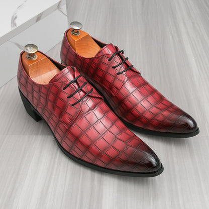 Herrenschuhe mit hohen Absätzen aus Leder – Schnürschuhe für formelle Hochzeiten und Business | 2722 