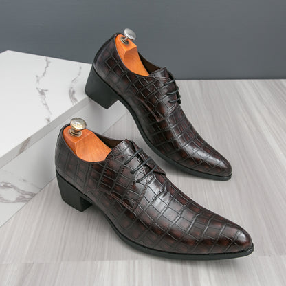 Herrenschuhe mit hohen Absätzen aus Leder – Schnürschuhe für formelle Hochzeiten und Business | 2722 