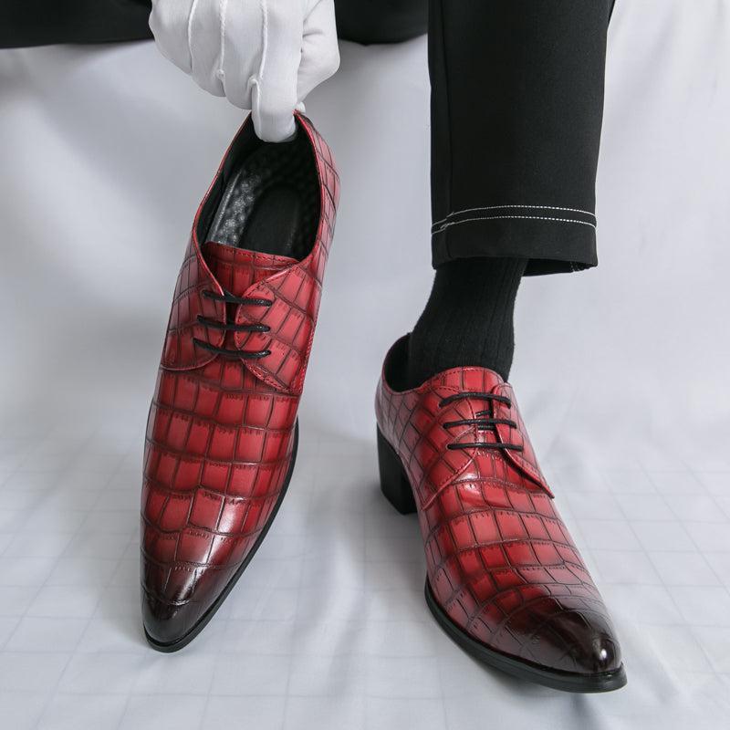 Herrenschuhe mit hohen Absätzen aus Leder – Schnürschuhe für formelle Hochzeiten und Business | 2722 