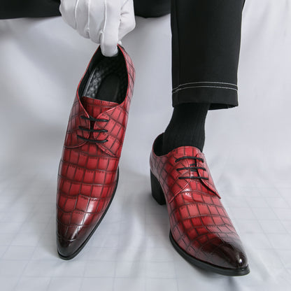 Herrenschuhe mit hohen Absätzen aus Leder – Schnürschuhe für formelle Hochzeiten und Business | 2722 