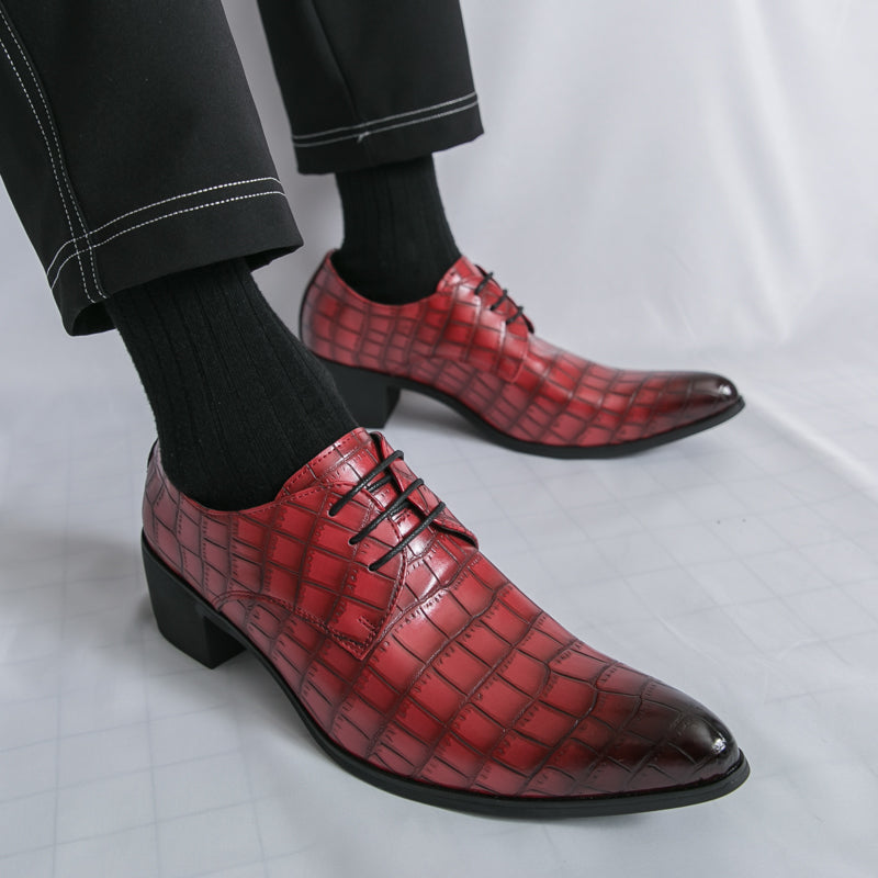 Herrenschuhe mit hohen Absätzen aus Leder – Schnürschuhe für formelle Hochzeiten und Business | 2722 