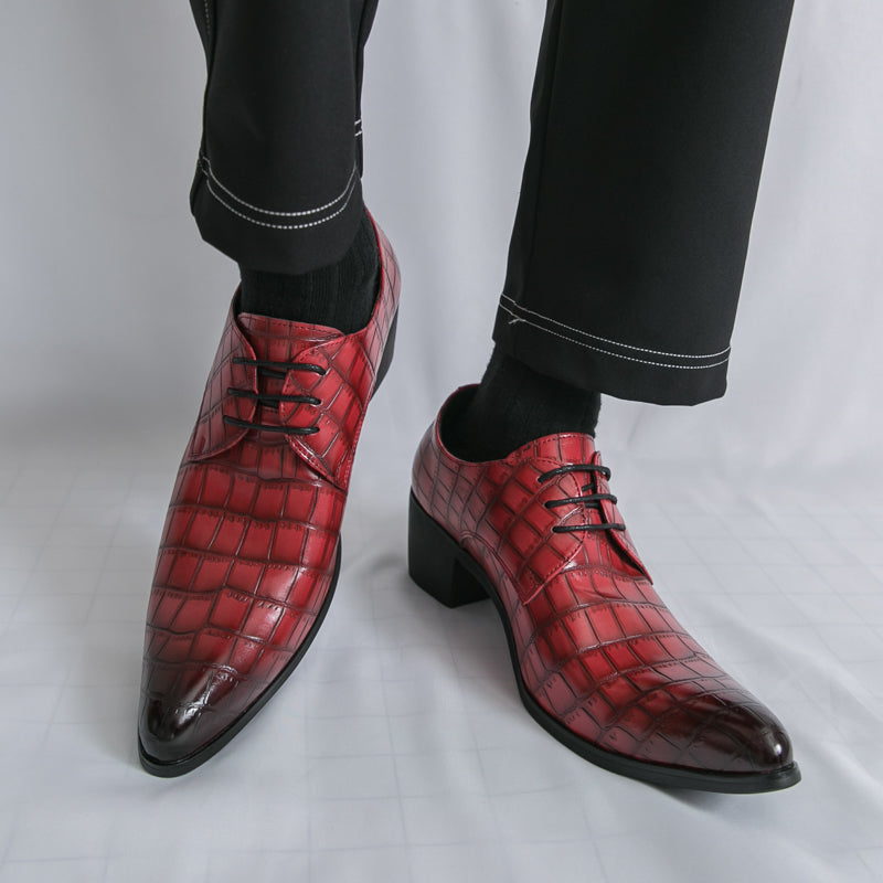 Herrenschuhe mit hohen Absätzen aus Leder – Schnürschuhe für formelle Hochzeiten und Business | 2722 