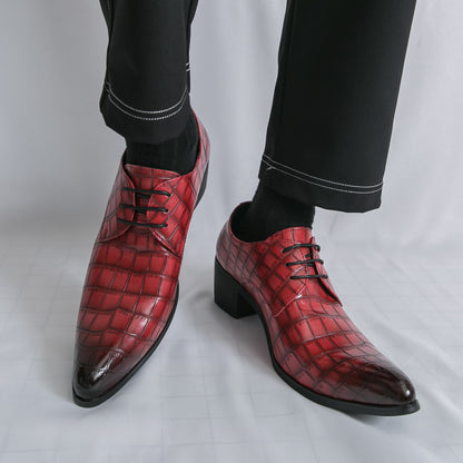 Herrenschuhe mit hohen Absätzen aus Leder – Schnürschuhe für formelle Hochzeiten und Business | 2722 