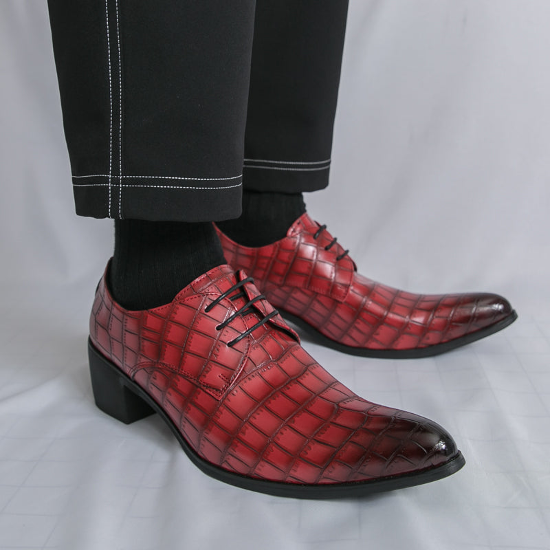 Herrenschuhe mit hohen Absätzen aus Leder – Schnürschuhe für formelle Hochzeiten und Business | 2722 