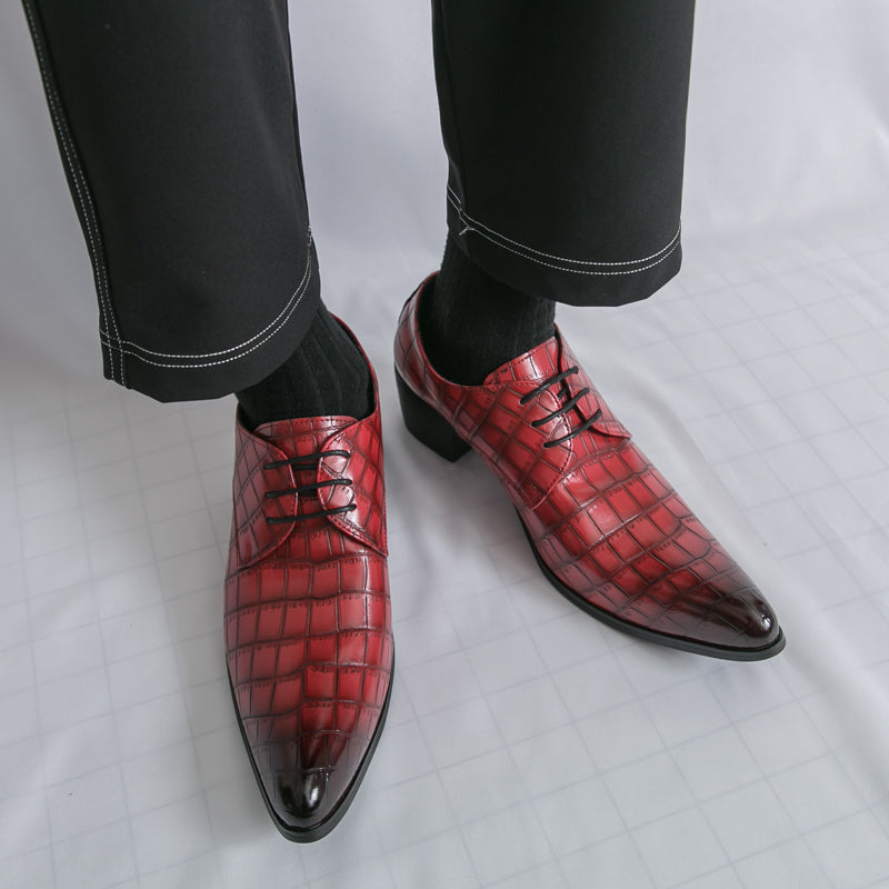 Herrenschuhe mit hohen Absätzen aus Leder – Schnürschuhe für formelle Hochzeiten und Business | 2722 