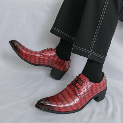 Herrenschuhe mit hohen Absätzen aus Leder – Schnürschuhe für formelle Hochzeiten und Business | 2722 