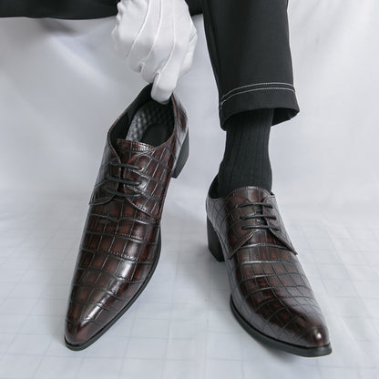 Herrenschuhe mit hohen Absätzen aus Leder – Schnürschuhe für formelle Hochzeiten und Business | 2722 