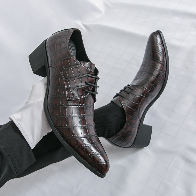 Herrenschuhe mit hohen Absätzen aus Leder – Schnürschuhe für formelle Hochzeiten und Business | 2722 