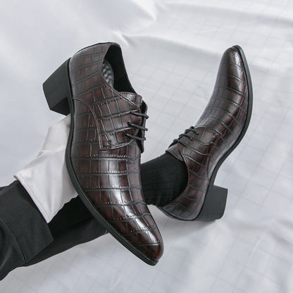 Herrenschuhe mit hohen Absätzen aus Leder – Schnürschuhe für formelle Hochzeiten und Business | 2722 