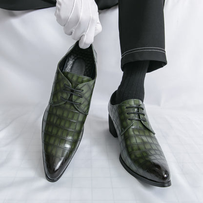Herrenschuhe mit hohen Absätzen aus Leder – Schnürschuhe für formelle Hochzeiten und Business | 2722 