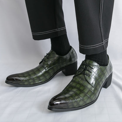 Herrenschuhe mit hohen Absätzen aus Leder – Schnürschuhe für formelle Hochzeiten und Business | 2722 