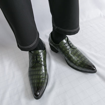 Herrenschuhe mit hohen Absätzen aus Leder – Schnürschuhe für formelle Hochzeiten und Business | 2722 