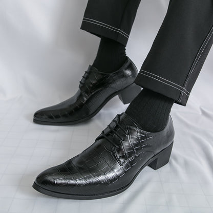 Herrenschuhe mit hohen Absätzen aus Leder – Schnürschuhe für formelle Hochzeiten und Business | 2722 