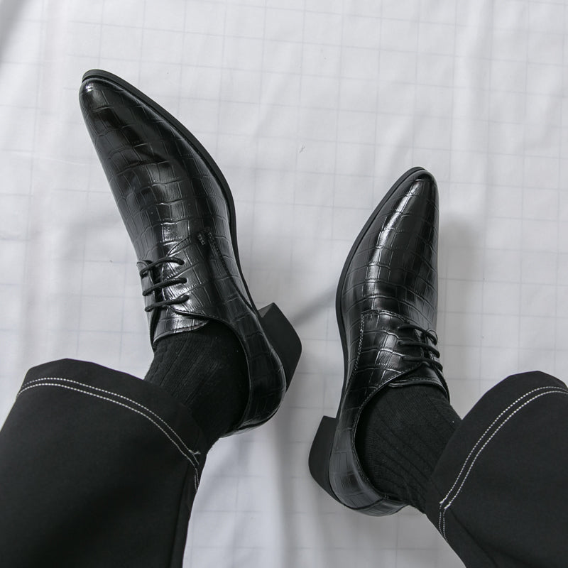 Herrenschuhe mit hohen Absätzen aus Leder – Schnürschuhe für formelle Hochzeiten und Business | 2722 