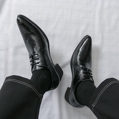Herrenschuhe mit hohen Absätzen aus Leder – Schnürschuhe für formelle Hochzeiten und Business | 2722 