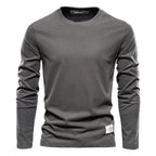 Lässiger Slim Fit Pullover für Herren, einfarbig, Langarm-T-Shirt | 2301 