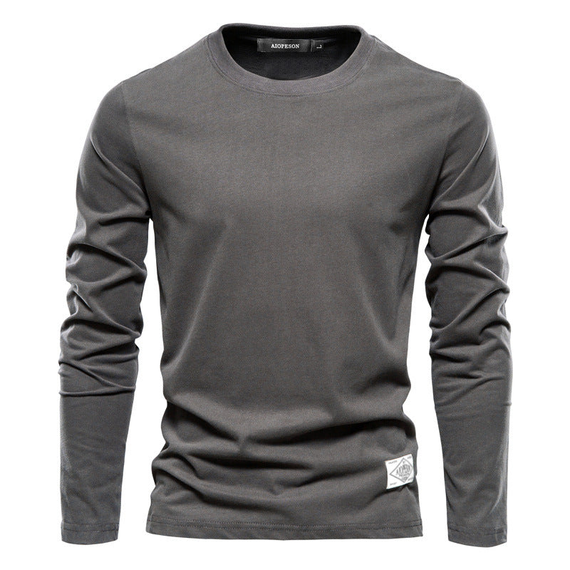 Lässiger Slim Fit Pullover für Herren, einfarbig, Langarm-T-Shirt | 2301 