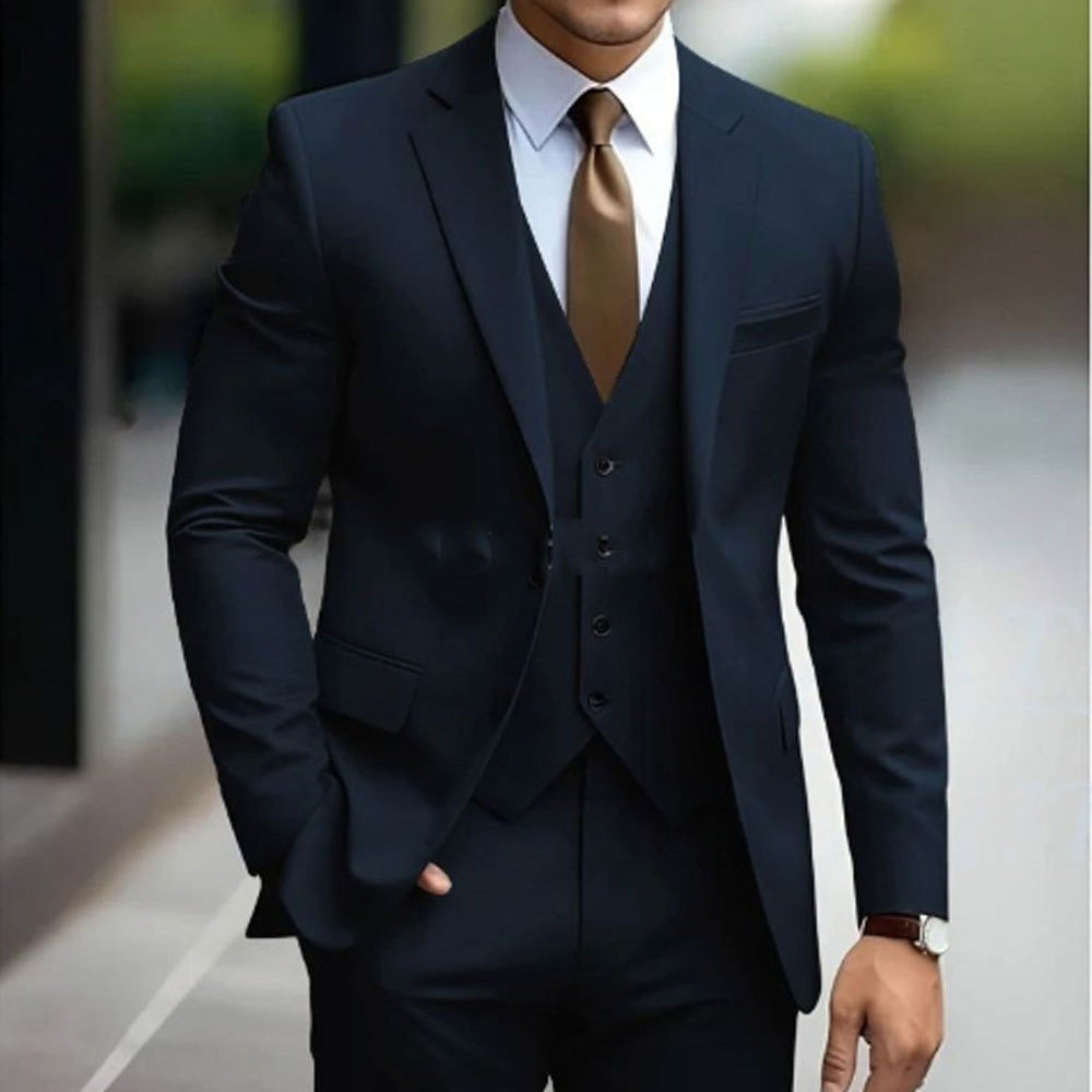 2026 Men‘s 3-Piece Suit Set | Loose Fit Wedding & Business Suit for Big & Tall Gentlemen | Cross-Border Formal Wear | SBT003