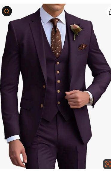 2026 Men‘s 3-Piece Suit Set | Loose Fit Wedding & Business Suit for Big & Tall Gentlemen | Cross-Border Formal Wear | SBT003